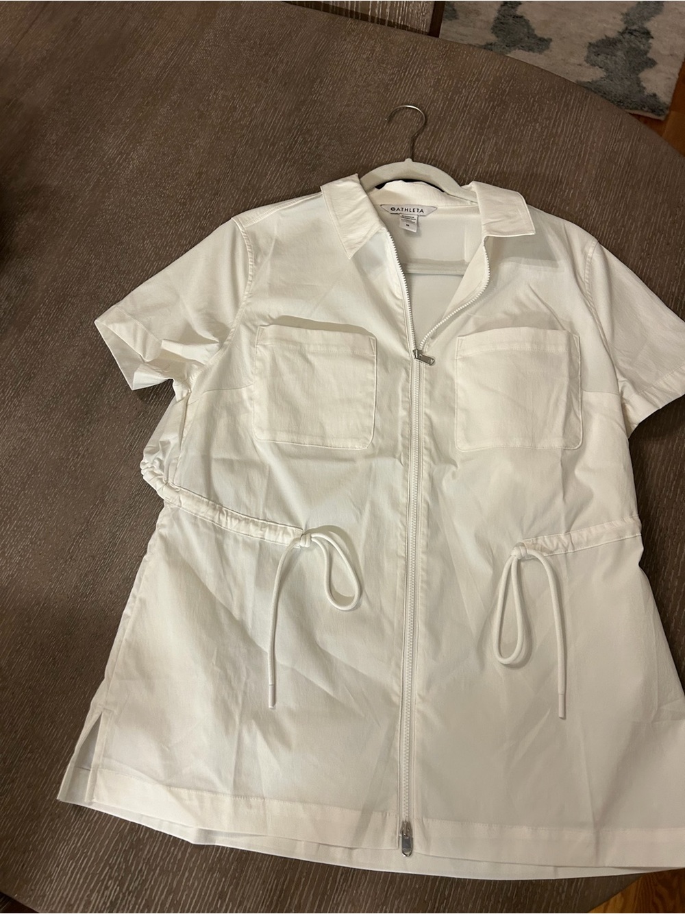 Athleta White Zip-Front Shirt Jacket